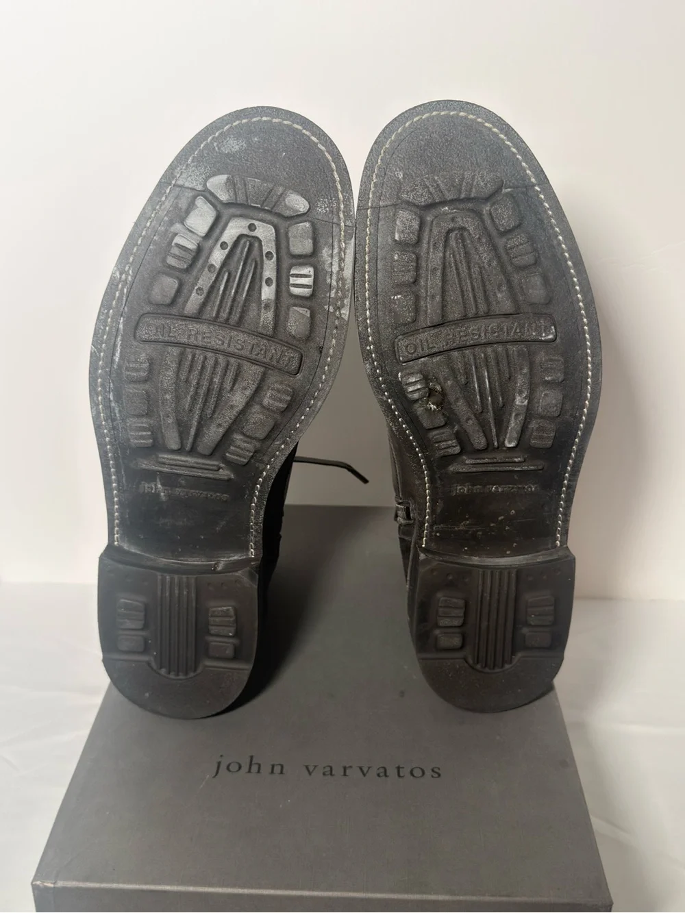 John Varvatos Dark Brown Leather Lace-Up Combat Boots